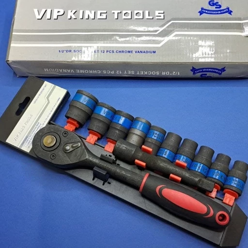 آچار بکس ۱۲ پارچه ریلی درایو 1/2 مشکی فشار قوی کینگ تولز VIP king tools تکنولوژی آلمان
