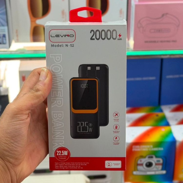 پاوربانک لوینو مدل N-52 ( قسطی بدون کارمزد ) ظرفیت 20000mAh اورجینال با شارژ فوق سریع