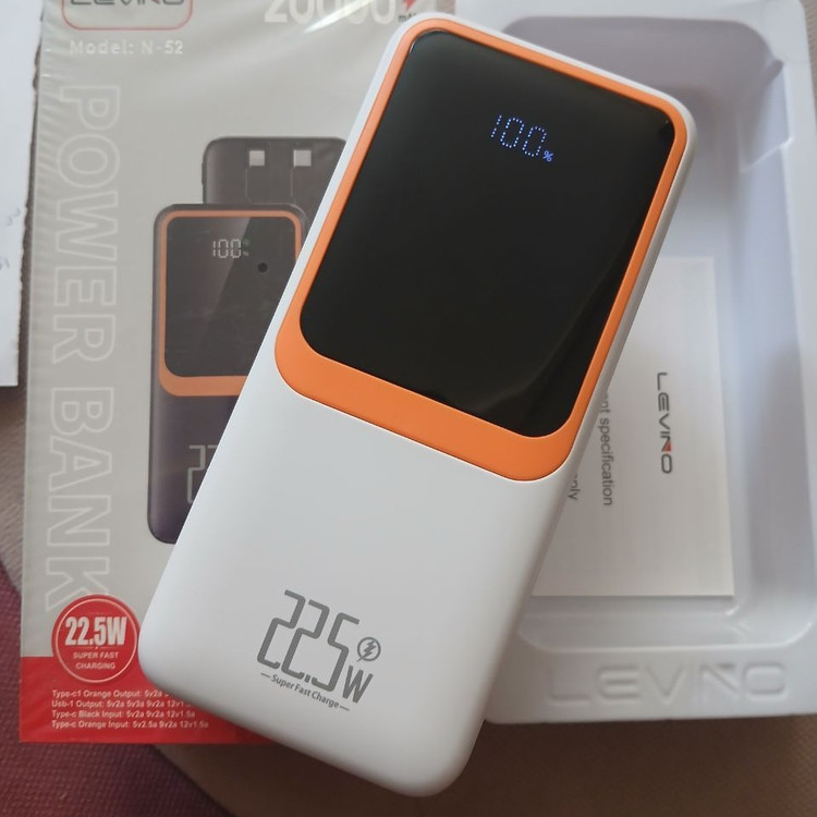 پاوربانک لوینو مدل N-52 ( قسطی بدون کارمزد ) ظرفیت 20000mAh اورجینال با شارژ فوق سریع